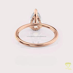 Bague de fiançailles solitaire en or blanc avec pierre de laboratoire taille poire, classique à trois griffes, bague de mariée minimaliste, bague de promesse de mariage - Product Image 4