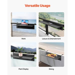 12 X 32 Folding <b>Balcony</b> Railing <b>Table</b> Outdoor <b>Balcony</b> Bar <b>Table</b> Railings 50 Lbs Loading Capacity Hanging <b>Table</b> for Bedroom - Product Image 6