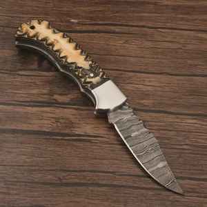 Cuchillos Plegables de Acero de Damasco Hechos a Mano, Venta al Por Mayor, Personalizados, para Supervivencia al Aire Libre, con Funda - Product Image 2