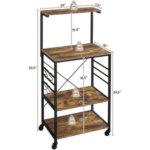 Portabottiglie da cucina rustica in metallo marrone da 50 \ "con ganci laterali portabottiglie - Product Image 4