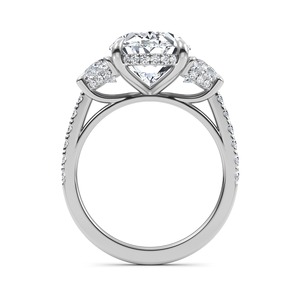 Magnifique bague de fiançailles en or rose 10K avec diamant de laboratoire, 9,46 carats au total, taille ovale, ronde et demi-lune, bijou de mariée spectaculaire - Product Image 4