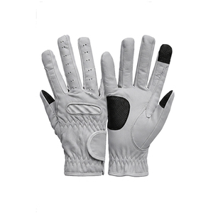 Guantes de equitación de cuero acolchado, guantes ecuestres perforados con agarre de control, equipo ecuestre - Product Image 3