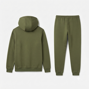 Conjunto Deportivo Casual para Hombre, Sudadera con Cierre de Cremallera y Pantalones Jogger, Color Verde Oliva, para Otoño - Product Image 4