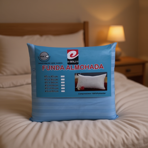 Funda de Almohada Rectangular Azul Sólido de 45X80CM, 100% Poliéster Tejido Liso, para Uso Doméstico, con Cierre Tipo Sobre - Product Image 3