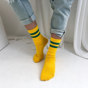 Calcetines de Mujer a Rayas, Mezcla de Algodón Transpirable, para Uso Diario, Primavera, Tejido de Grosor Estándar, Estilo Regular - Product Image 5