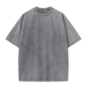 เสื้อยืดคอตตอนแท้ 100% แบบย้อมสีเอซิด สำหรับผู้ชาย สไตล์สตรีทแวร์ ฮิปฮอป วินเทจ แห้งเร็ว คอกลม - Product Image 5