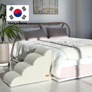 [AllmioPet] Dog <b>Cat</b> Climbing Steps Cloud <b>Fabric</b> 4 Step Ivory AMP 4 IV Soft Cushion Pet Stair for High Bed Sofa Use - Product Image 1