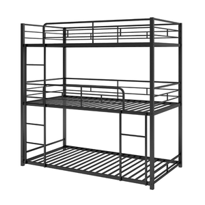 Nueva litera triple metálica con 2 escaleras, barandillas y estructura resistente para niños, adolescentes, adultos, dormitorios y hogares. - Product Image 4
