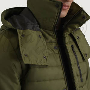 Chaqueta Acolchada Verde Oliva Personalizada para Hombre, Parka de Invierno con Capucha y Múltiples Bolsillos, Abrigo Funcional Acolchado para Exteriores - Product Image 2