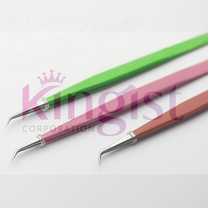 Custom Color Titanium Coated Eyelash Extension Tweezers Set Straight and Strong Curved Lash <b>Tools</b> for Professional Use - Product Image 4