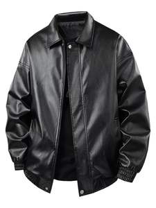 แจ็คเก็ตหนังผู้ชายแบบกันน้ำ คอตั้ง ผ้าแคนวาส เงางาม สีสันและโลโก้สั่งทำได้ คุณภาพสูง ขายส่ง OEM สำหรับฤดูหนาว - Product Image 5