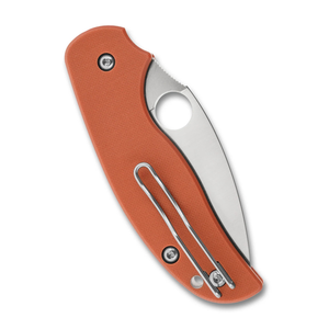 Couteaux pliants légers à manche orange avec lame en acier inoxydable finition satinée, prise ergonomique pour les doigts, clip de poche et manuel d'utilisation - Product Image 5