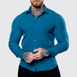 Men's Shirt Full-Sleeved Solid Plain Cotton Casual Formal <b>Stand</b>-Free Size Anti-Wrinkle for Home Use - Product Image 4