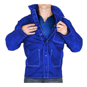 Heavy Duty Reflective Safety <b>Construction</b> Welding <b>Jacket</b> Cowhide Split Leather Firefighting Heat Welder <b>Work</b> Protection - Product Image 5