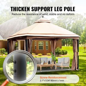 Gazebo da Giardino 10 x 13 Piedi per 10-12 Persone, Struttura in Metallo, Poliestere 180G, Stabilizzatori e Zanzariera per Tettoie, Pergole e Gazebo - Product Image 3