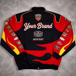 Unisex Vintage <b>NASCAR</b> Race <b>Jacket</b> Breathable All-Over Cotton Motorcycle <b>Jacket</b> Custom Embroidered Logo Patch Made Pakistan - Product Image 6