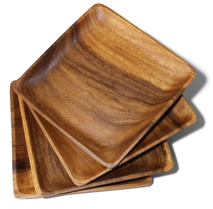 Plato de madera para servir pasteles y postres, cuadrado, 7 piezas, moderno, para uso en la cena. - Product Image 5