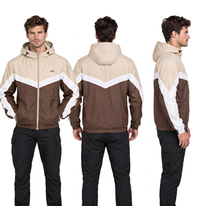 Custom Embroidered Logo Men's Hooded <b>Windbreaker</b> Jacket Hiking <b>Camping</b> Waterproof Zipper Hoodie 100% Nylon Men Rain Jackets - Product Image 5