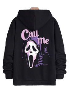 Sudadera con Capucha Negra Clásica para Hombre, Sudadera Informal, Ropa de Calle para Invierno - Product Image 2