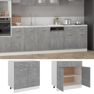 Concrete Gray 31.5"x18.1"x32.1" Engineered Wood <b>Kitchen</b> <b>Cabinets</b> with Drawer Bottom <b>Cabinet</b> - Product Image 2