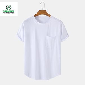 T-shirts décontractés bleu marine à poches pour hommes, coupe incurvée, manches retroussées, respirants, vente en gros, fabricant pour les États-Unis et l'Europe - Product Image 5