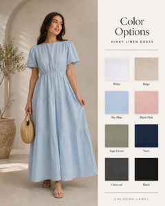 Elegante Vestido Corto de Algodón Azul Cielo |   Maxi ligero con capas para verano informal y vacaciones - Product Image 2