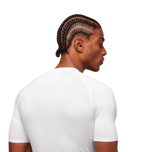 Camiseta de compresión para hombre, lista para enviar, cuello redondo, manga corta raglán, ajuste muscular, secado rápido, capa base para fitness, fabricante OEM personalizado - Product Image 4