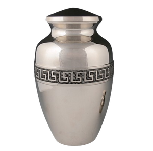 Urne funéraire en laiton poli gravé argenté pour cendres humaines adultes, style américain/européen - Product Image 1