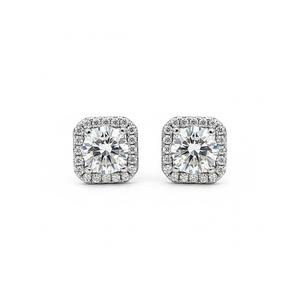 Wholesale DEF Color VS-VVS Clarity 14K Solid Gold Lab Grown <b>Diamond</b> Round <b>Square</b> Halo Stud <b>Earrings</b> Anniversary Gift for Women - Product Image 5