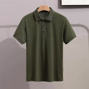 Men's Cotton Polo <b>Shirt</b> Short Sleeve Regular Fit Knitted Contrast Trim Casual Style Solid Color - Product Image 4