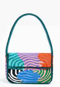 Bolso de Hombro de Lujo Hecho a Mano con Cuentas para Mujer, Diseño Abstracto de Ondas, Colorido, de Diseñador, Moderno, de Boutique - Product Image 3