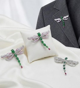 Broche Étnico de Libélula Esmeralda con Piedras de Zirconia, Pin de Solapa Verde y Blanco, Joyería para Mujeres y Hombres, para Bodas y Fiestas - Product Image 2