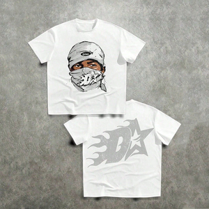 White Men's T-<b>Shirt</b> With Pink Character Print Street Style Short Sleeve O-Neck Regular Fit Cotton Jersey - Product Image 3