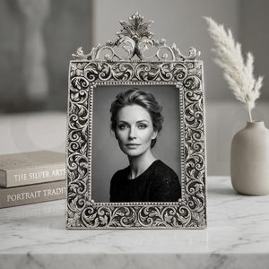 <b>Antique</b> Silver Metal Eco-Friendly Decorative Photo <b>Frame</b> with Floral Design for Home Office Wedding Family Decor - Product Image 6
