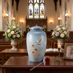 Urna Funeraria de Aluminio Hecha a Mano para Adultos, Urnas Conmemorativas con Diseño de Paloma y Flores Esmaltadas, Tapa Roscada Segura, Frascos Decorativos - Product Image 3