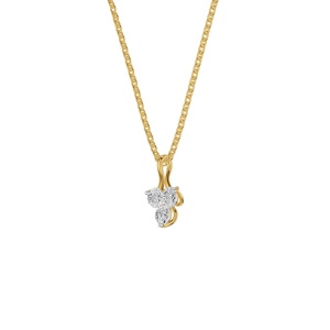 Collier pendentif en or plaqué avec trois pierres de diamant, chaîne à maillons, bijoux floraux pour femmes - Product Image 1