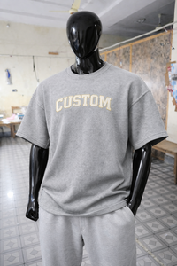 Nouveau design, logo personnalisé, t-shirt en coton texturé à col rond, coupe ample, style streetwear, t-shirt décontracté pour homme, t-shirt uni tendance - Product Image 5