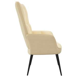 Fauteuil relaxant en velours 100% polyester avec structure en acier, couleur crème, pour salon - Product Image 4
