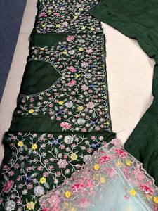 Lehenga Choli brodé floral vert de créateur avec dupatta en filet – Lehenga ethnique multicolore pour mariage et soirée - Product Image 4