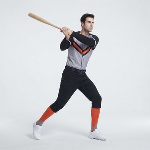 Uniforme de Béisbol Personalizado para Hombre, Gris, Negro y Naranja, Impresión por Sublimación, Ropa Deportiva Transpirable de Poliéster, Talla Adulto, Servicio OEM - Product Image 3