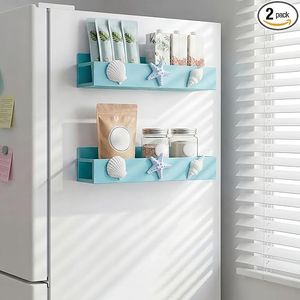 Set di 2 Portaspezie Magnetici per Arredamento Casa e Spiaggia, Cestello Magnetico in Metallo, Organizzatore per Frigorifero per Conservazione Spezie - Product Image 5