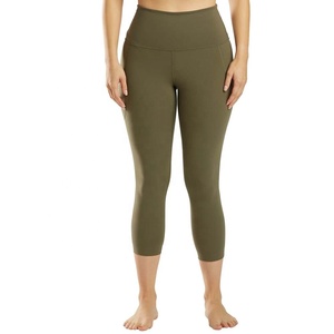 Wholesale High Waist Customized Colors Capris <b>Tights</b> Women Polyester Spandex Leggings Gym Sports Yoga Pants Fitness Casual - Product Image 6