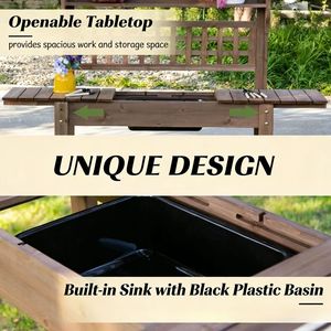 Banco da Lavoro Moderno con Ripiani Aperti in Fibra di Vetro Resistente per Giardino, Patio, Parco, Scuola e Soggiorno - Product Image 4