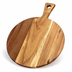 Planche à découper ronde en bois d'acacia avec poignée (1,5 cm d'épaisseur) - Planche à pizza écologique - Product Image 3