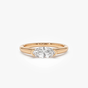 Bague de fiançailles en or jaune avec diamant de laboratoire de 1,10 carat, taille marquise, clarté, bande de diamants, style classique de luxe pour femme - Product Image 4