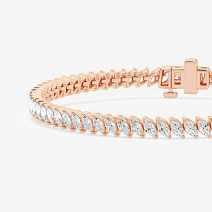 Pulsera de tenis diagonal con 5 quilates de diamantes marquise cultivados en laboratorio, de 7 pulgadas, delicada y brillante, regalo de joyería para mujer - Product Image 2