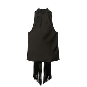 เสื้อผ้าผู้หญิงฤดูใบไม้ร่วง 2025 แฟชั่นใหม่ เสื้อกล้ามลำลองแบบสั้น คอ halter ระบายอากาศได้ดี สไตล์วินเทจ - Product Image 2