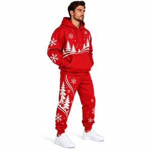 Custom <b>Men</b> <b>Christmas</b> Tracksuit Holiday Hoodie Graphic Jogger Sweatpants Set Solid Color Custom <b>Mens</b> Festive Sweat <b>Suit</b> - Product Image 5