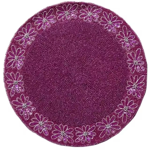 Set de table rond à motifs brodés de perles pour la décoration intérieure, la vaisselle, la table à manger et les fêtes par Creative Art Zone - Product Image 1