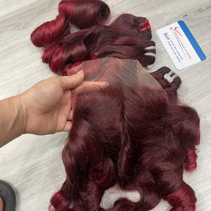 Grande vente de fin d'année, lots de cheveux vierges Steam, extensions de cheveux bouclés rebondissants, cheveux vietnamiens doublement tirés, couleur Bourgogne et autres couleurs - Product Image 4